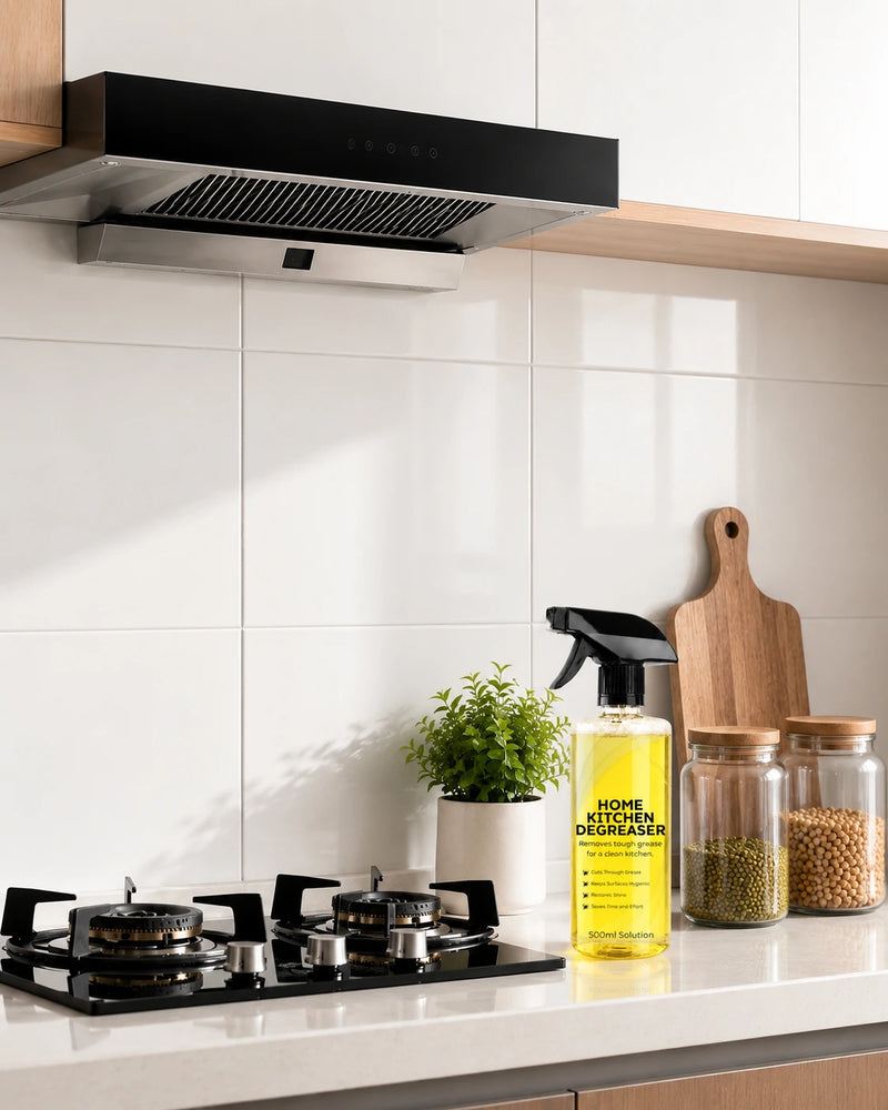 Wiping grease from a stove top with a microfiber cloth