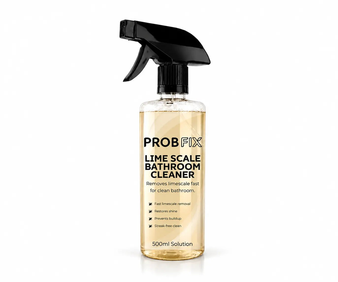 PROBFIX Limescale Bathroom Cleaner 500ml spray bottle for removing limescale, soap scum and hard water stains from bathroom surfaces