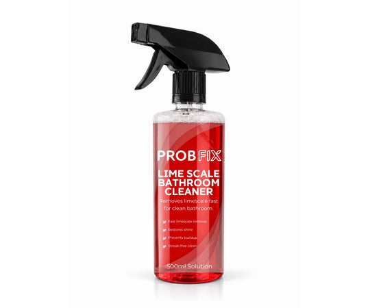 PROBFIX Limescale Bathroom Cleaner 500ml spray bottle for removing limescale, soap scum and hard water stains from bathroom surfaces